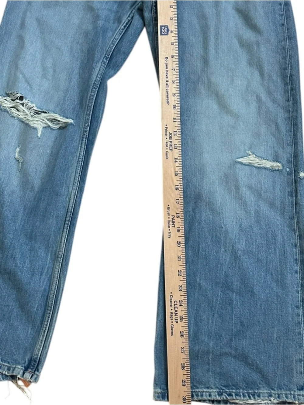 Zara The Boyfriend Ripped Mid-Rise Distressed Relaxed Jeans Sz 6 Waist 15 inches - Picture 10 of 16